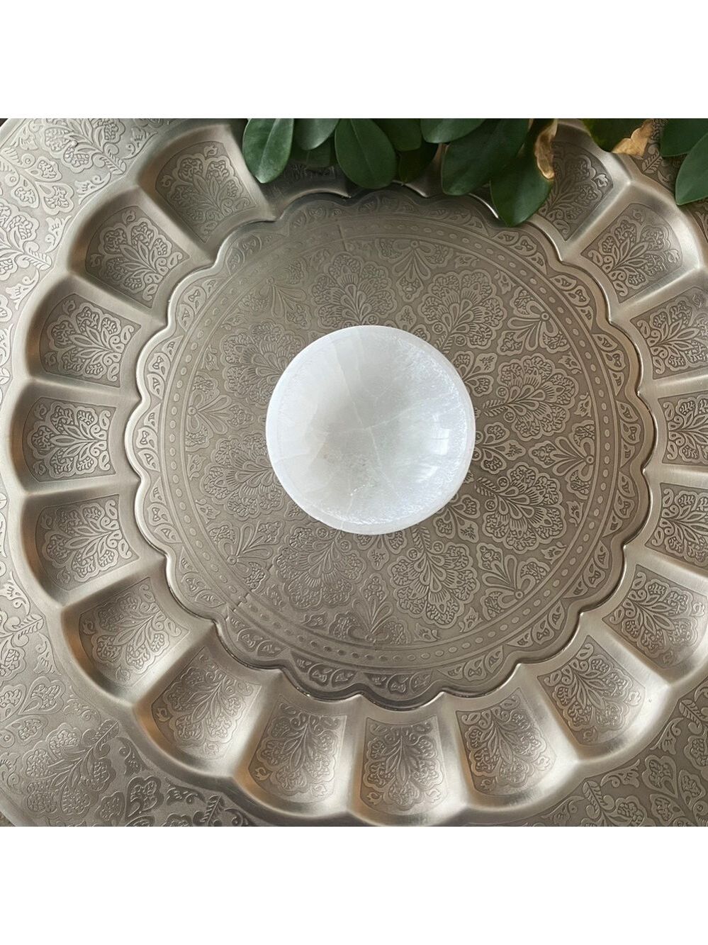 Medium White Selenite Round Bowl
